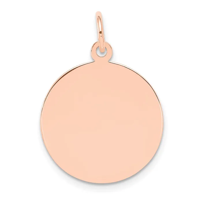 TreasureFineJewelers 14k Rose Gold Plain 018 Gauge Circular Engraveable Disc Charm Charm Necklaces