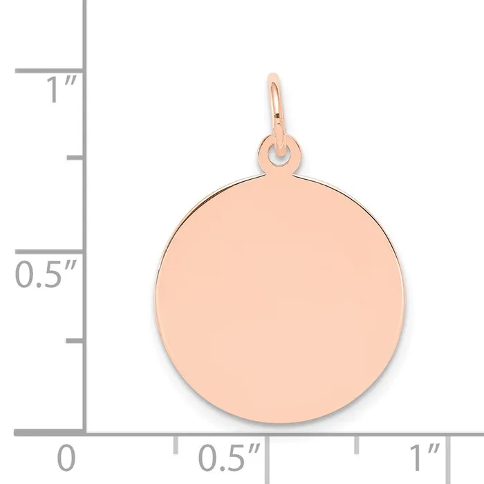 TreasureFineJewelers 14k Rose Gold Plain 018 Gauge Circular Engraveable Disc Charm Charm Necklaces