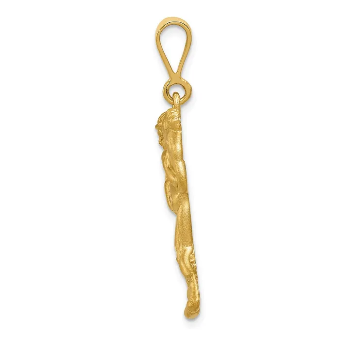 TreasureFineJewelers 14K Satin and Diamondcut Wrestlers Charm Charm Necklaces