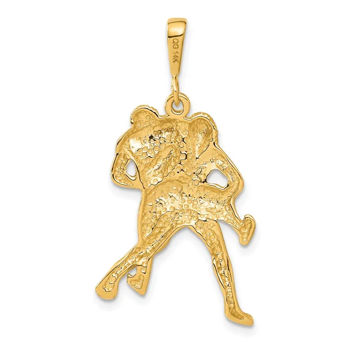 TreasureFineJewelers 14K Satin and Diamondcut Wrestlers Charm Charm Necklaces