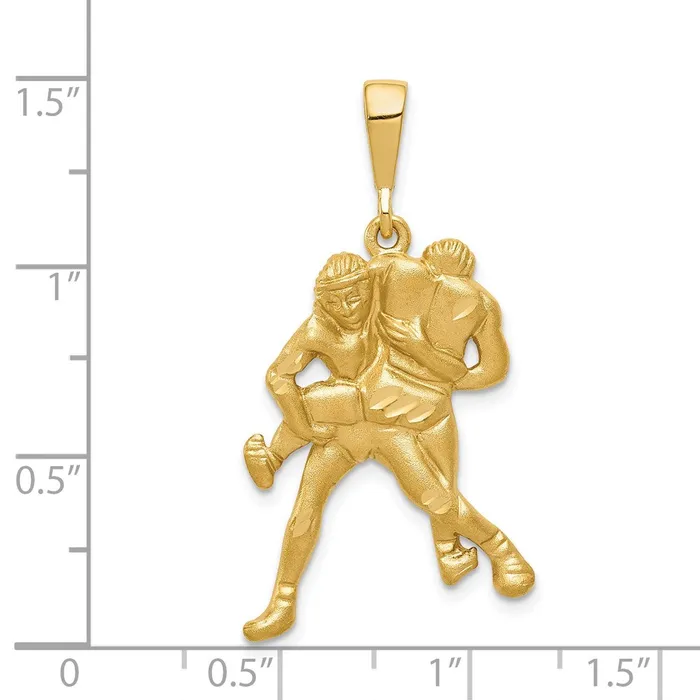 TreasureFineJewelers 14K Satin and Diamondcut Wrestlers Charm Charm Necklaces