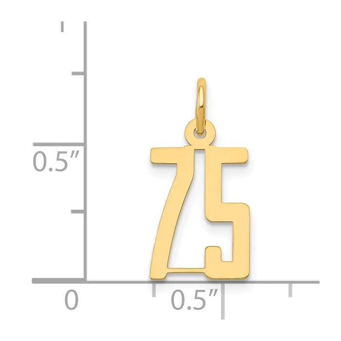 TreasureFineJewelers 14k Small Elongated Number 75 Charm Charm Necklaces