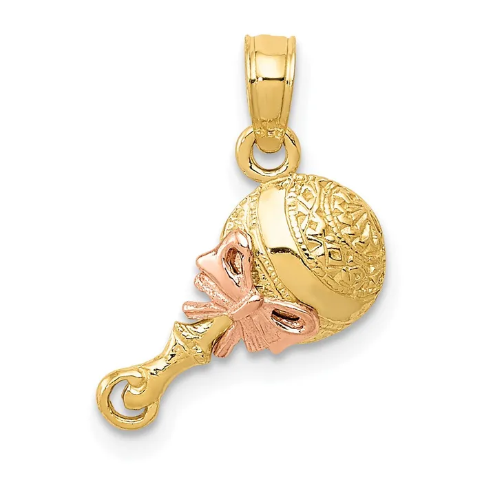 TreasureFineJewelers 14k Twotone Baby Rattle Pendant Rings
