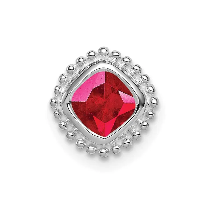 TreasureFineJewelers 14k White Gold Cushion Ruby Chain Slide Earrings