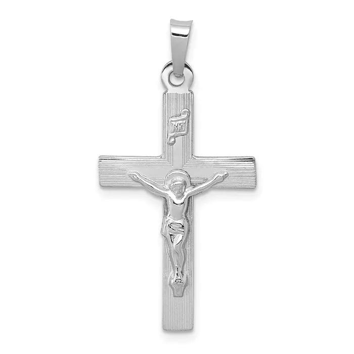 TreasureFineJewelers 14k White Gold INRI Crucifix Charm Charm Necklaces