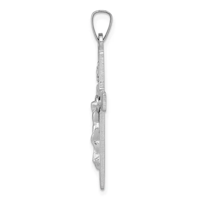TreasureFineJewelers 14k White Gold INRI Crucifix Charm Charm Necklaces
