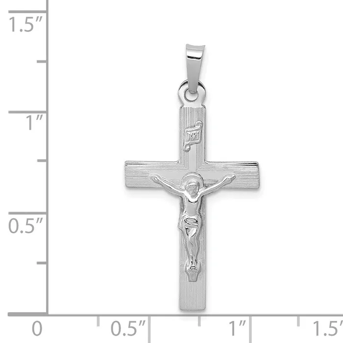 TreasureFineJewelers 14k White Gold INRI Crucifix Charm Charm Necklaces