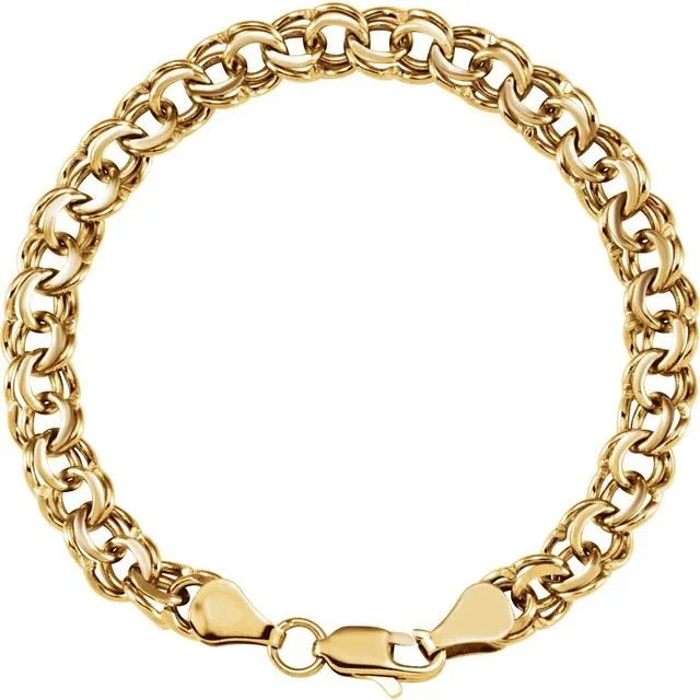 TreasureFineJewelers 14K Yellow Gold 7 mm Solid Double Link Charm 7 Bracelet Bracelets TreasureFineJewelers 14K Yellow Gold 7 mm Solid Double Link Charm 7 Bracelet Bracelets