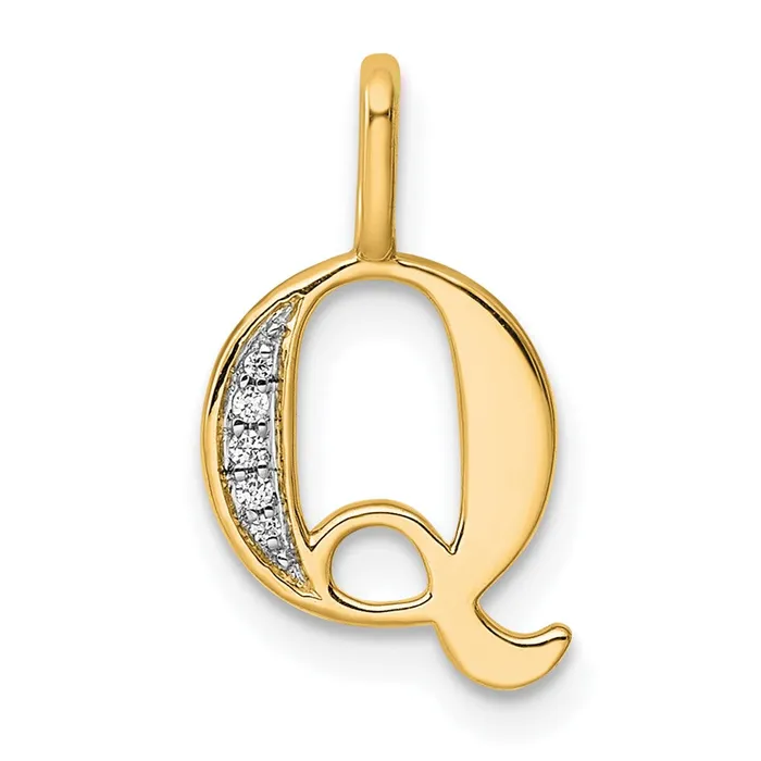 TreasureFineJewelers 14k Yellow Gold Diamond Letter Q Initial Pendant Necklaces TreasureFineJewelers 14k Yellow Gold Diamond Letter Q Initial Pendant Necklaces