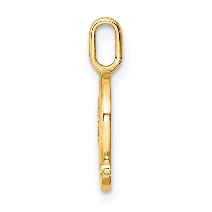 TreasureFineJewelers 14k Yellow Gold Diamond Letter Q Initial Pendant Necklaces