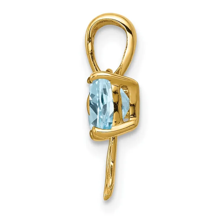 TreasureFineJewelers 14k Yellow Gold Gold Polished Light Swiss Blue Topaz Bow Pendant PreStyled Sets