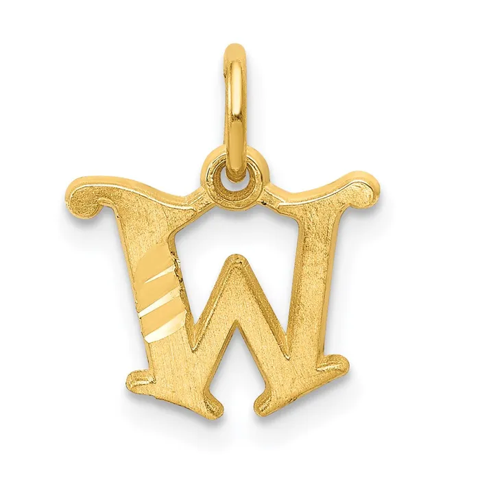 TreasureFineJewelers 14k Yellow Gold Letter W Initial Charm Charm Necklaces TreasureFineJewelers 14k Yellow Gold Letter W Initial Charm Charm Necklaces