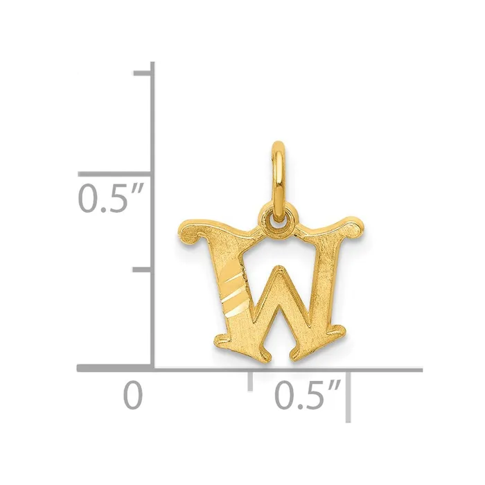 TreasureFineJewelers 14k Yellow Gold Letter W Initial Charm Charm Necklaces