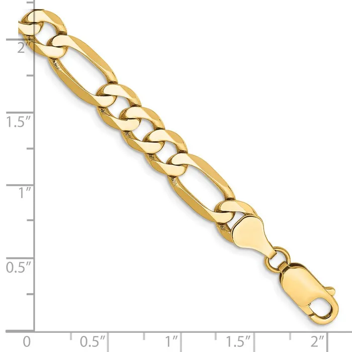 TreasureFineJewelers Bracelets 14K 7 inch 7mm Flat Figaro with Lobster Clasp Bracelet TreasureFineJewelers Bracelets 14K 7 inch 7mm Flat Figaro with Lobster Clasp Bracelet