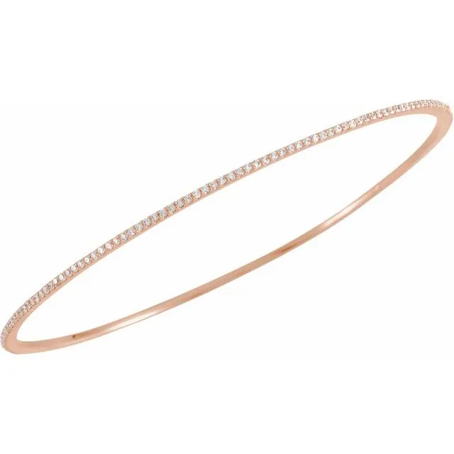 TreasureFineJewelers Bracelets 14K Rose Gold 1 CTW LabGrown Diamond Stackable Bangle 8 Bracelet