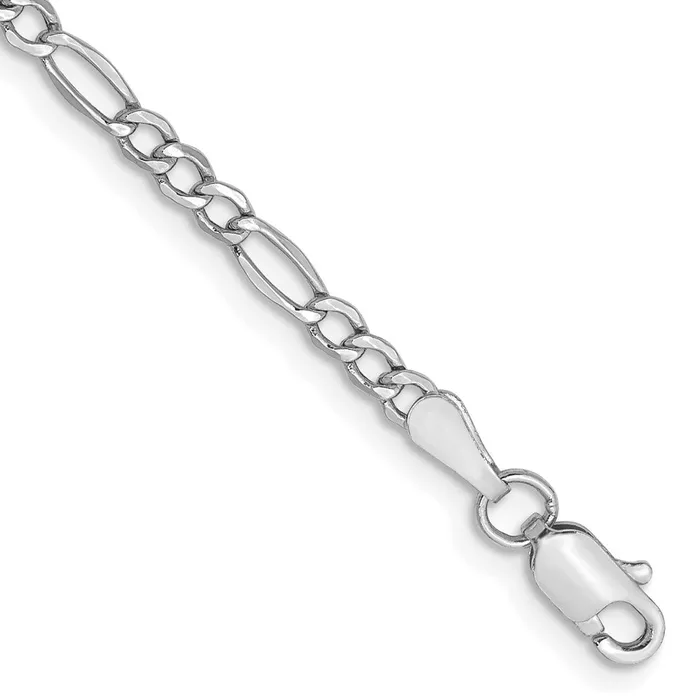 TreasureFineJewelers Bracelets 14K White Gold 7 inch 25mm SemiSolid Figaro with Lobster Clasp Bracelet TreasureFineJewelers Bracelets 14K White Gold 7 inch 25mm SemiSolid Figaro with Lobster Clasp Bracelet