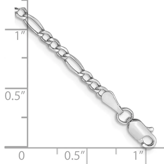 TreasureFineJewelers Bracelets 14K White Gold 7 inch 25mm SemiSolid Figaro with Lobster Clasp Bracelet
