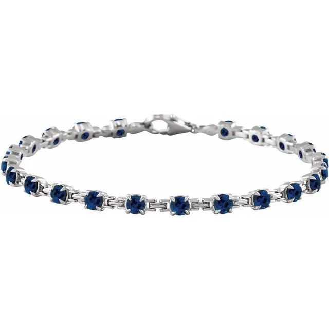 TreasureFineJewelers Bracelets 14K White Gold LabGrown Blue Sapphire 7 14 Line Bracelet TreasureFineJewelers Bracelets 14K White Gold LabGrown Blue Sapphire 7 14 Line Bracelet