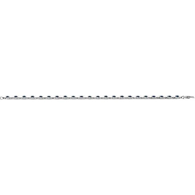 TreasureFineJewelers Bracelets 14K White Gold LabGrown Blue Sapphire 7 14 Line Bracelet