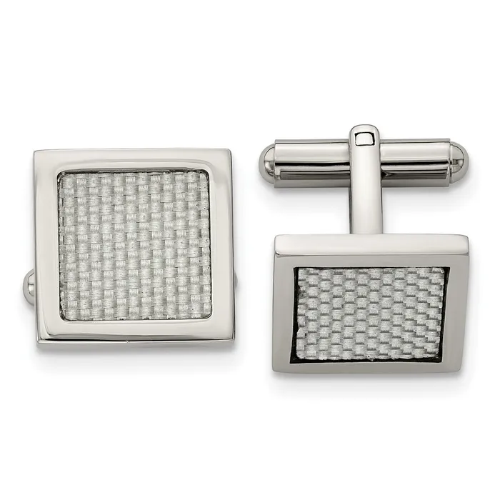 TreasureFineJewelers Bracelets Chisel Stainless Steel Polished with Grey Carbon Fiber Inlay Square Cufflinks TreasureFineJewelers Bracelets Chisel Stainless Steel Polished with Grey Carbon Fiber Inlay Square Cufflinks