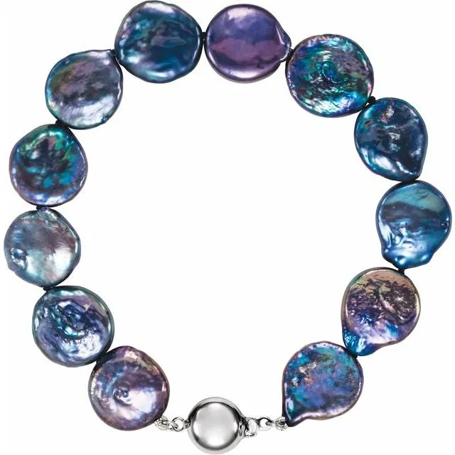 TreasureFineJewelers Bracelets Sterling Silver 1314 mm Cultured Black Freshwater Pearl Coin 7 34 Bracelet TreasureFineJewelers Bracelets Sterling Silver 1314 mm Cultured Black Freshwater Pearl Coin 7 34 Bracelet