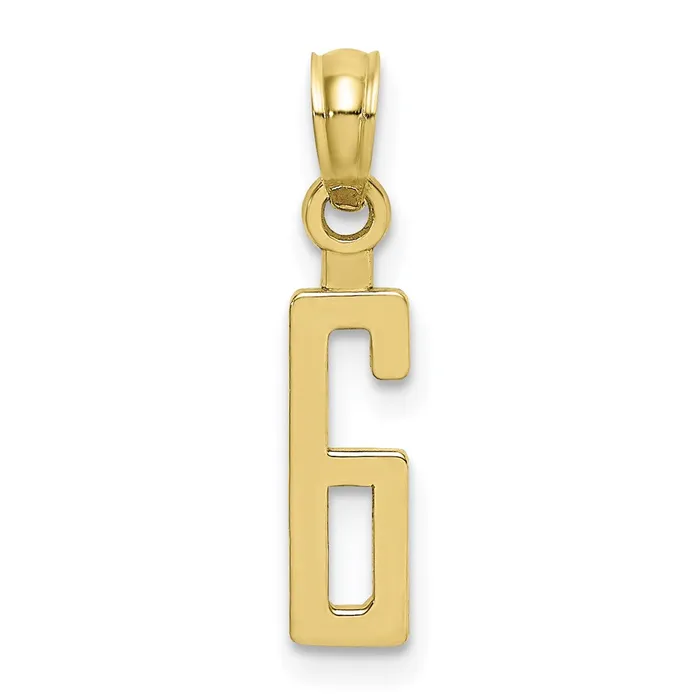 TreasureFineJewelers Charm Necklaces 10K Number 6 Block Charm