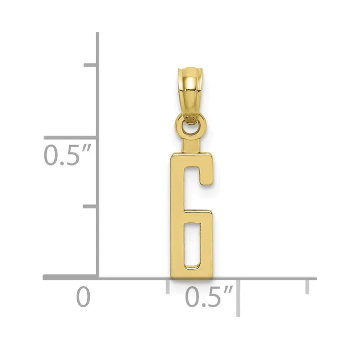 TreasureFineJewelers Charm Necklaces 10K Number 6 Block Charm
