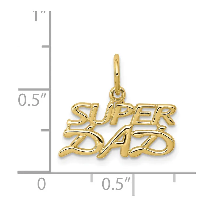 TreasureFineJewelers Charm Necklaces 10K SUPER DAD Charm