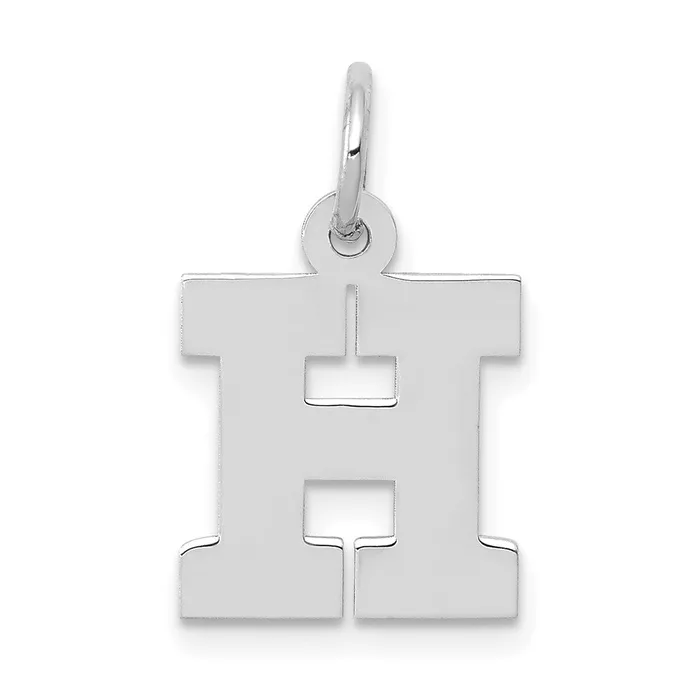 TreasureFineJewelers Charm Necklaces 10k White Gold Small Block Initial H Charm TreasureFineJewelers Charm Necklaces 10k White Gold Small Block Initial H Charm
