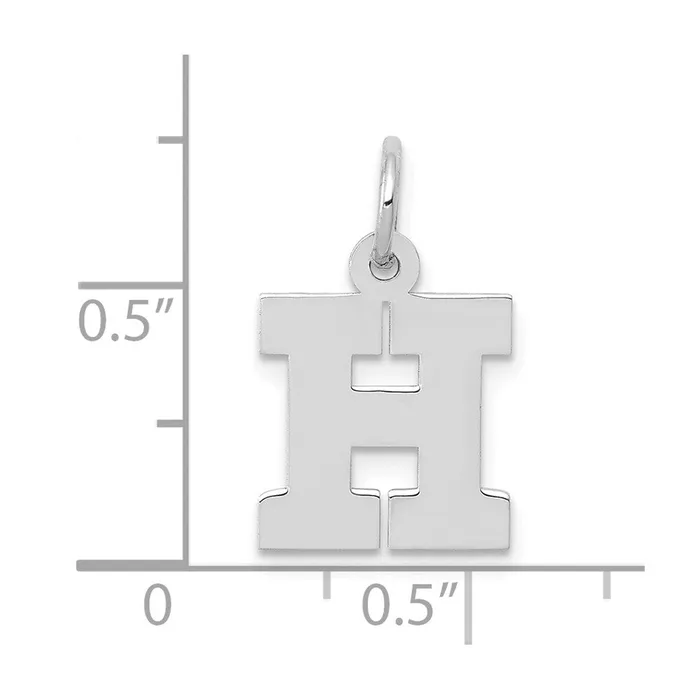 TreasureFineJewelers Charm Necklaces 10k White Gold Small Block Initial H Charm