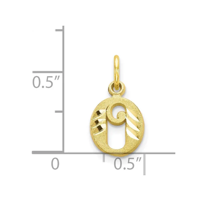 TreasureFineJewelers Charm Necklaces 10k Yellow Gold Initial O Charm