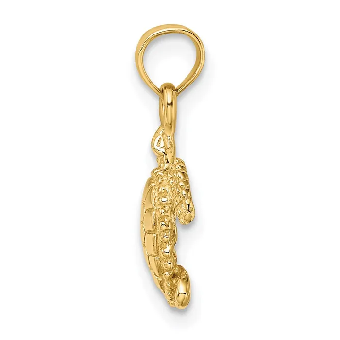 TreasureFineJewelers Charm Necklaces 14K 3D Mini Sea Turtle Charm
