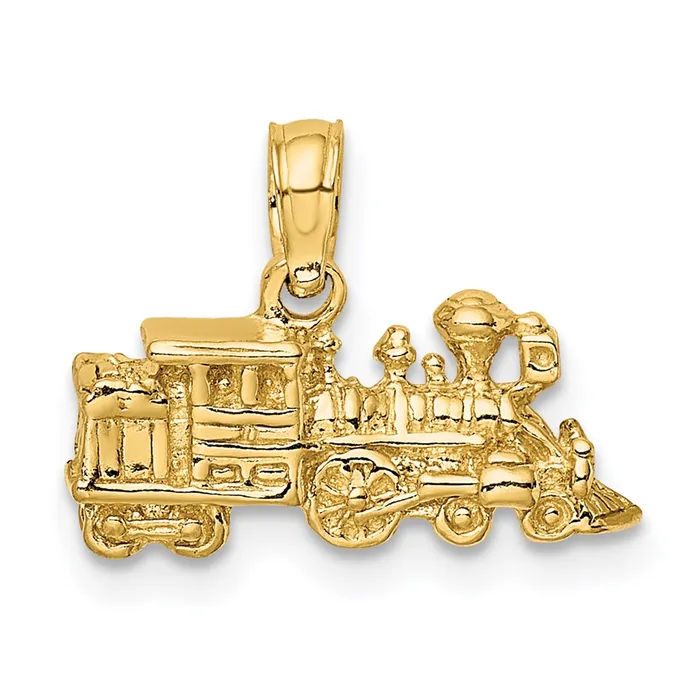 TreasureFineJewelers Charm Necklaces 14k 3D Miniature Train Charm