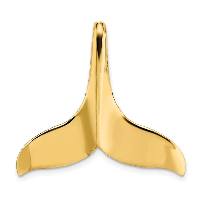 TreasureFineJewelers Charm Necklaces 14K 3D Polished W Hidden Bail Whale Tail Charm TreasureFineJewelers Charm Necklaces 14K 3D Polished W Hidden Bail Whale Tail Charm