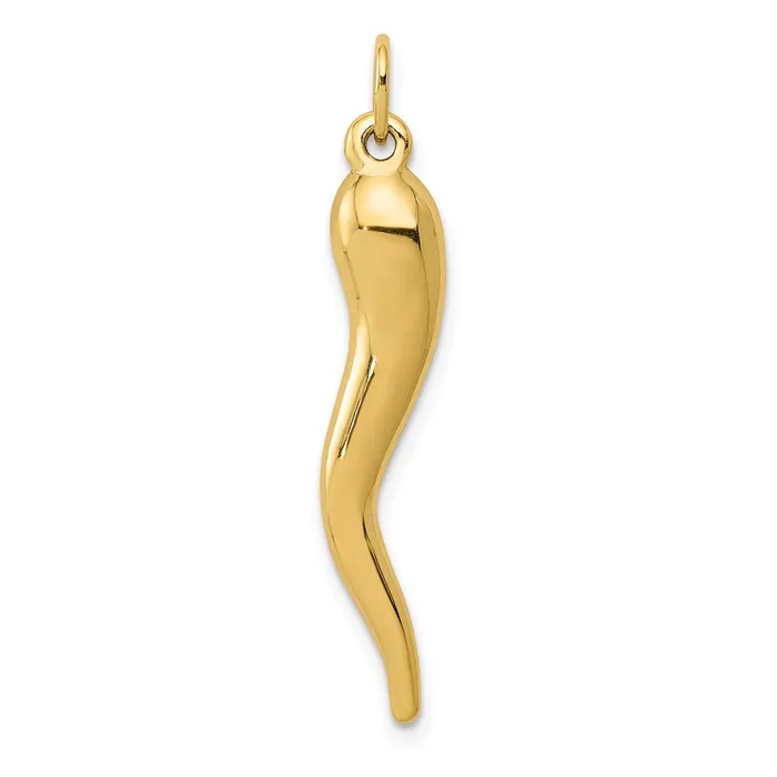 TreasureFineJewelers Charm Necklaces 14k 3D Italian Horn Charm