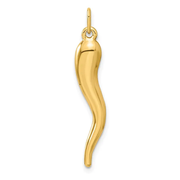 TreasureFineJewelers Charm Necklaces 14k 3D Italian Horn Charm