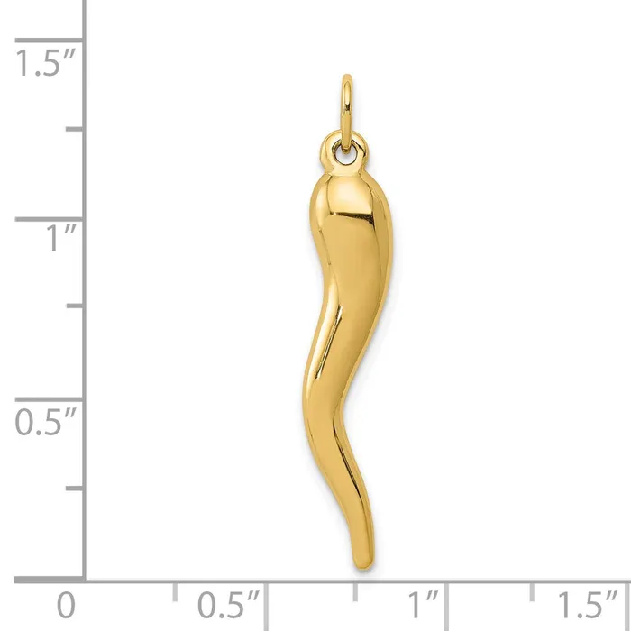 TreasureFineJewelers Charm Necklaces 14k 3D Italian Horn Charm