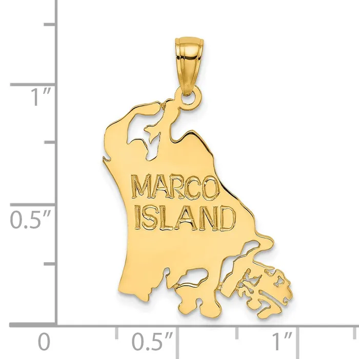 TreasureFineJewelers Charm Necklaces 14k Cut Out MARCO ISLAND Charm