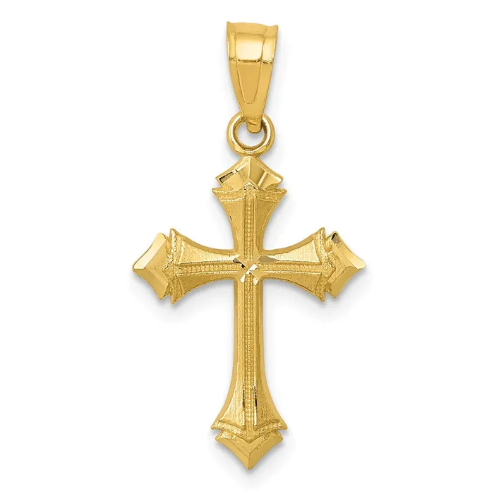 TreasureFineJewelers Charm Necklaces 14k Diamondcut Passion Cross Charm