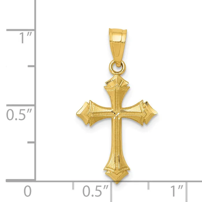 TreasureFineJewelers Charm Necklaces 14k Diamondcut Passion Cross Charm