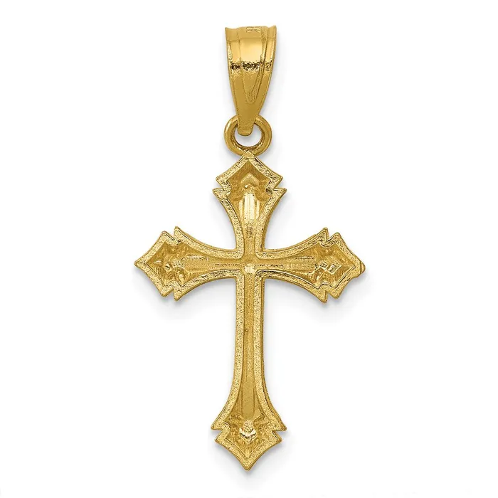 TreasureFineJewelers Charm Necklaces 14k Diamondcut Passion Cross Charm