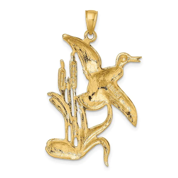 TreasureFineJewelers Charm Necklaces 14K Duck Flying From Willow Charm
