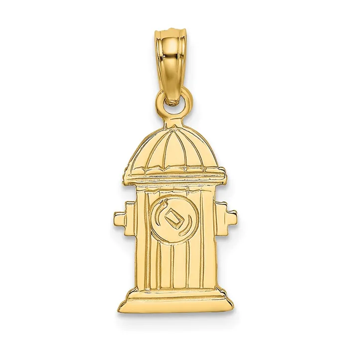 TreasureFineJewelers Charm Necklaces 14K Polished Engraved Fire Hydrant Charm TreasureFineJewelers Charm Necklaces 14K Polished Engraved Fire Hydrant Charm