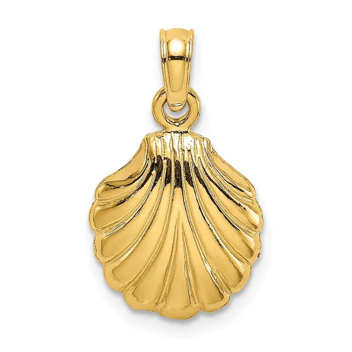 TreasureFineJewelers Charm Necklaces 14K Polished Scallop Shell Charm