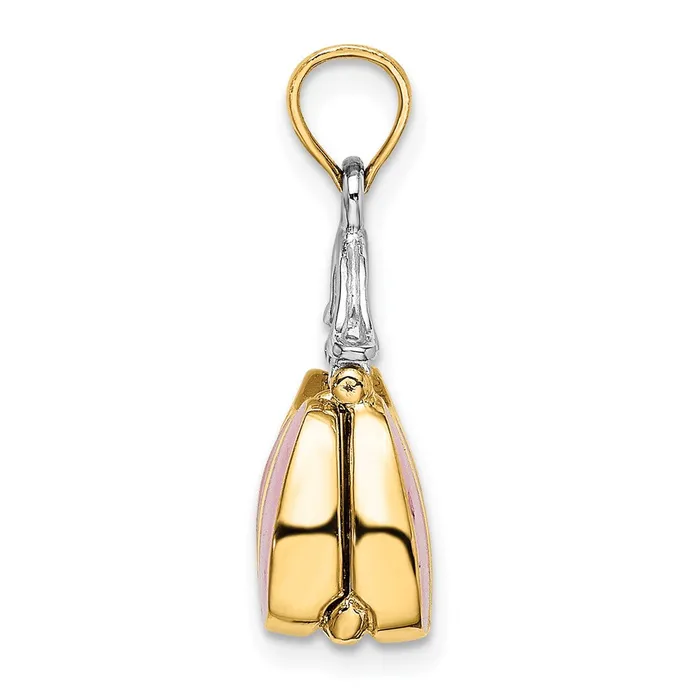 TreasureFineJewelers Charm Necklaces 14K Rhodium 3D w Enamel Opens Handbag Charm