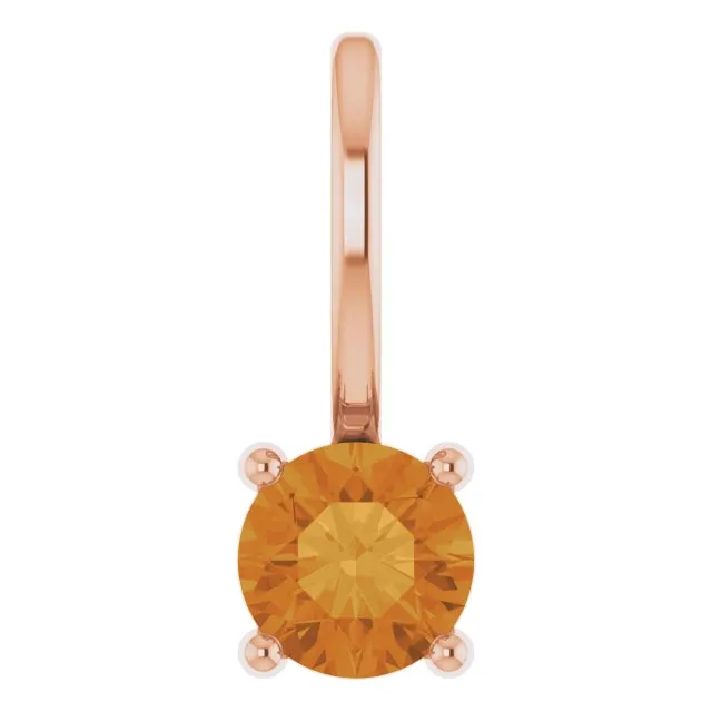 TreasureFineJewelers Charm Necklaces 14K Rose Gold Imitation Citrine Solitaire CharmPendant TreasureFineJewelers Charm Necklaces 14K Rose Gold Imitation Citrine Solitaire CharmPendant