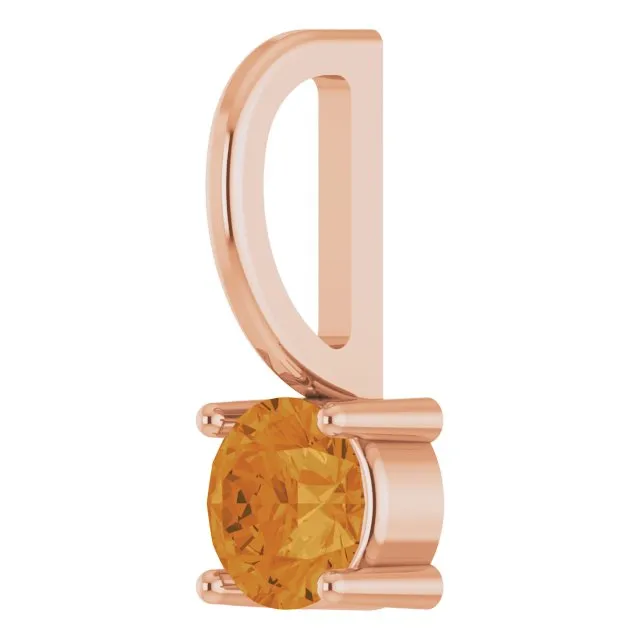 TreasureFineJewelers Charm Necklaces 14K Rose Gold Imitation Citrine Solitaire CharmPendant