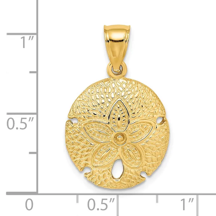 TreasureFineJewelers Charm Necklaces 14K Sand Dollar Charm