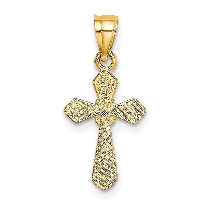 TreasureFineJewelers Charm Necklaces 14K Small Cross wFlower Charm
