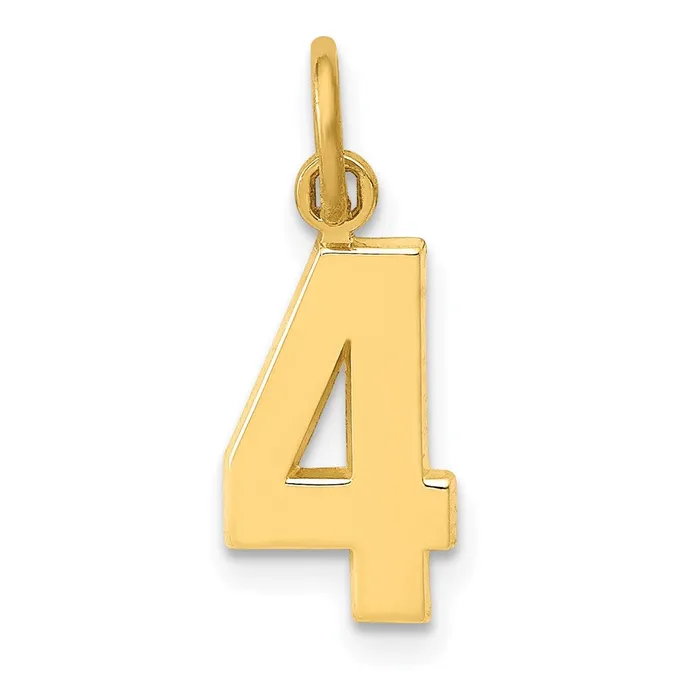 TreasureFineJewelers Charm Necklaces 14k Small Polished Number 4 Charm